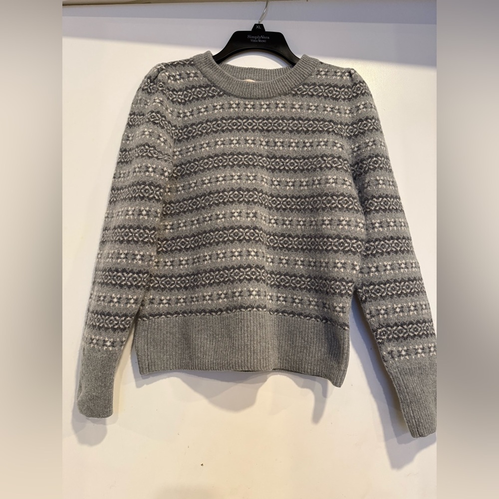 Faherty Gray Patterned Crew Neck Sweater - image 2